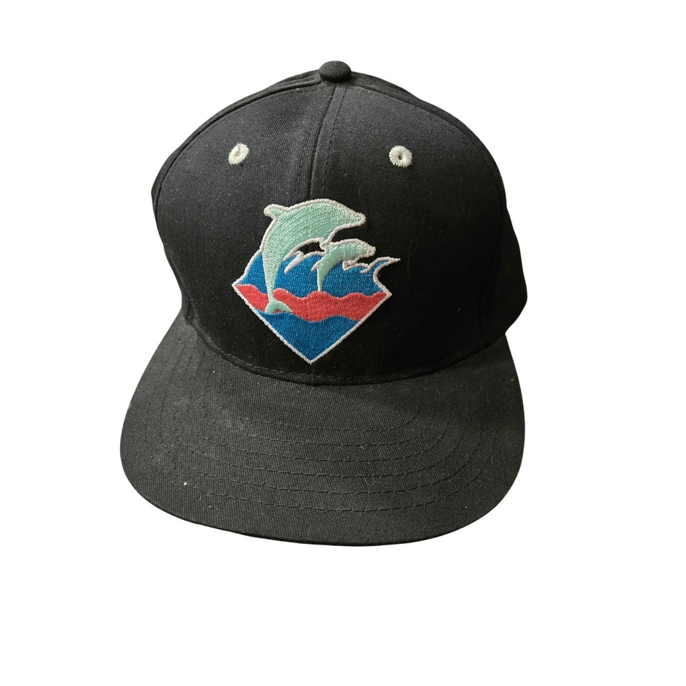 Pink Dolphin Spring Waves Snapback Hat Black Embroidered PS148SWAVB Mens Cap‎